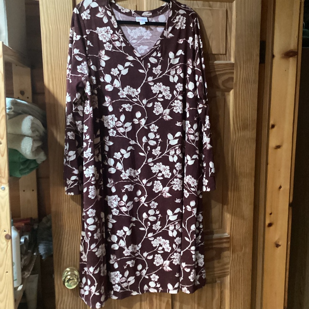 LuLaRoe Emily Swing Dress - burgundy XL